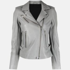 ashley biker grey leather jacket womens