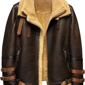 mens shearling jacket b3 flight leather jacket