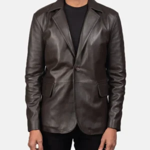 Men's Leather Blazer daron brown leather blazer front view buy from jacket hive