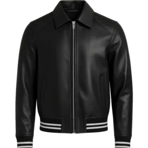 men black sheep leather bomber jacket