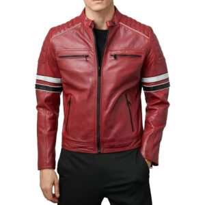 mens quilted stripes cafe racer biker leather jacket buy from jacket hive 7