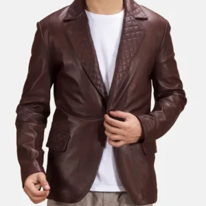 Men's Leather Blazer radaron quilted maroon leather blazer
