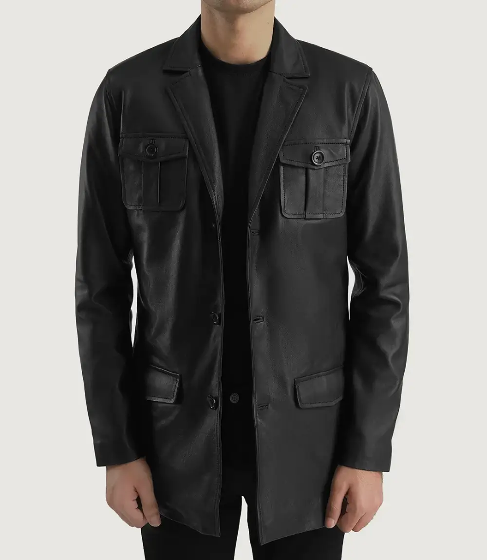 ray cutler black leather blazer button open view buy from jacket hive ray cutler black leather blazer button open view buy from jacket hive