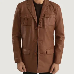 Men's Leather Blazer ray cutler brown leather blazer front view buy from jacket hive