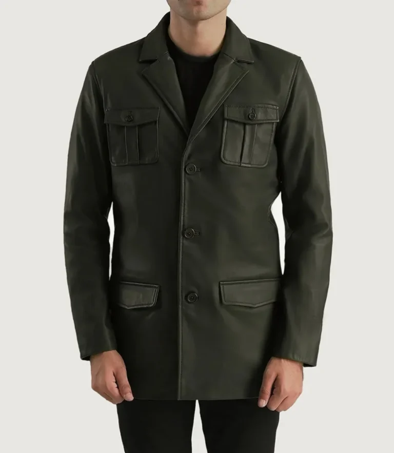 green leather blazer button closed front view buy from jacket hive green leather blazer button closed front view buy from jacket hive