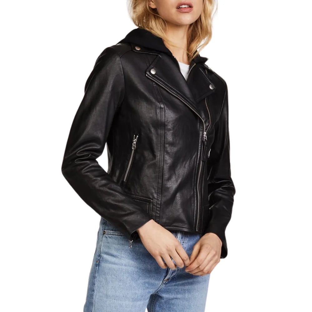 black hooded leather jacket womens black hooded leather jacket womens