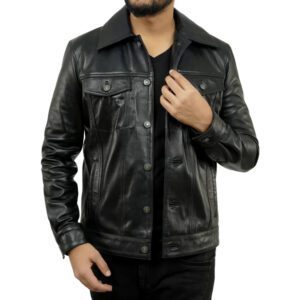 black leather trucker jacket buy from jacket hive