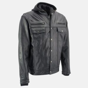 Trending Jackets black mens hooded leather jacket buy from jacket hive