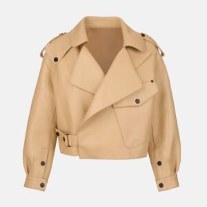 Trending Jackets cropped motorcycle beige leather jacket buy from jacket hive
