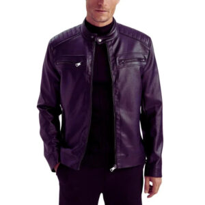purple leather jacket mens