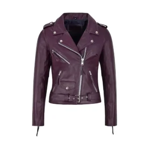 Women's Leather Jackets womens brando purple leather biker jacket buy from jacket hive