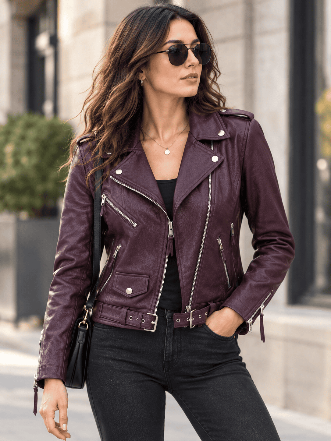 womens brando purple leather biker jacket womens brando purple leather biker jacket