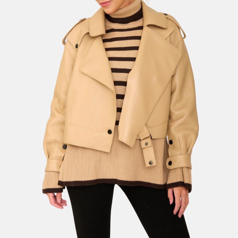 womens cropped motorcycle beige leather jacket buy from jacket hive womens cropped motorcycle beige leather jacket buy from jacket hive