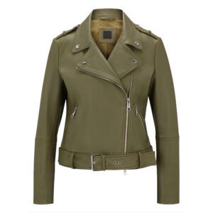 Women's Leather Jackets womens green leather biker jacket buy from jacket hive