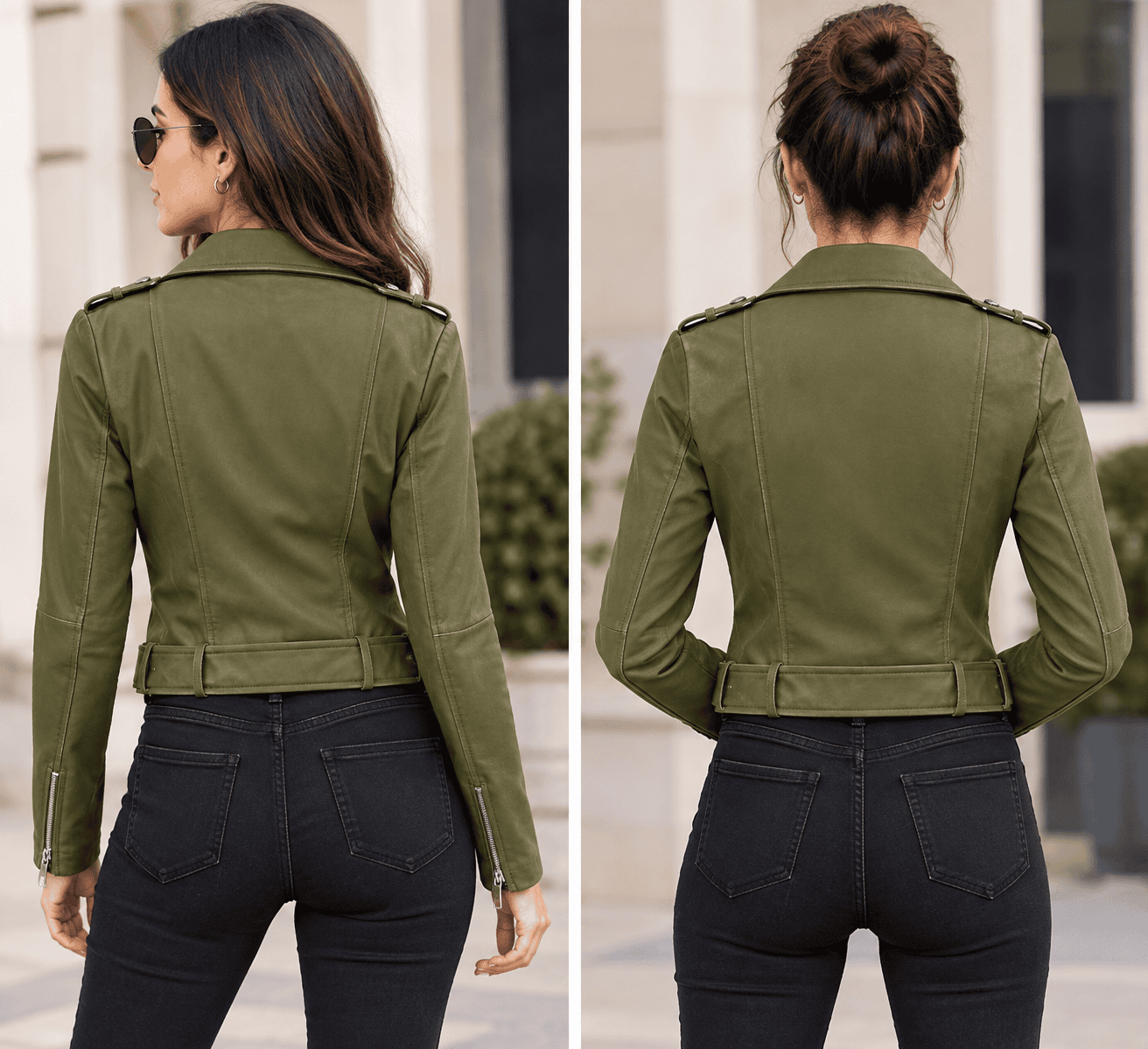 womens green leather biker jacket buy from jacket hive back view womens green leather biker jacket buy from jacket hive back view