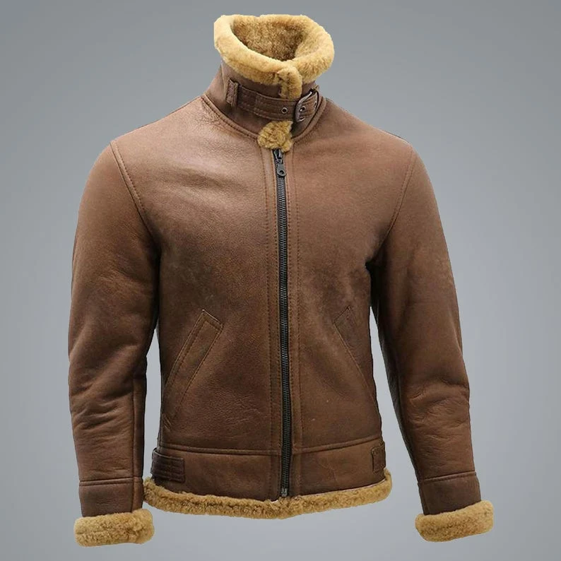 handmade mens brown b3 shearling jacket top buy from jacket hive