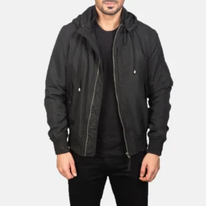 Men's Hooded Jackets hanklin ma 1 black hooded bomber jacket – mens drawstring hood style
