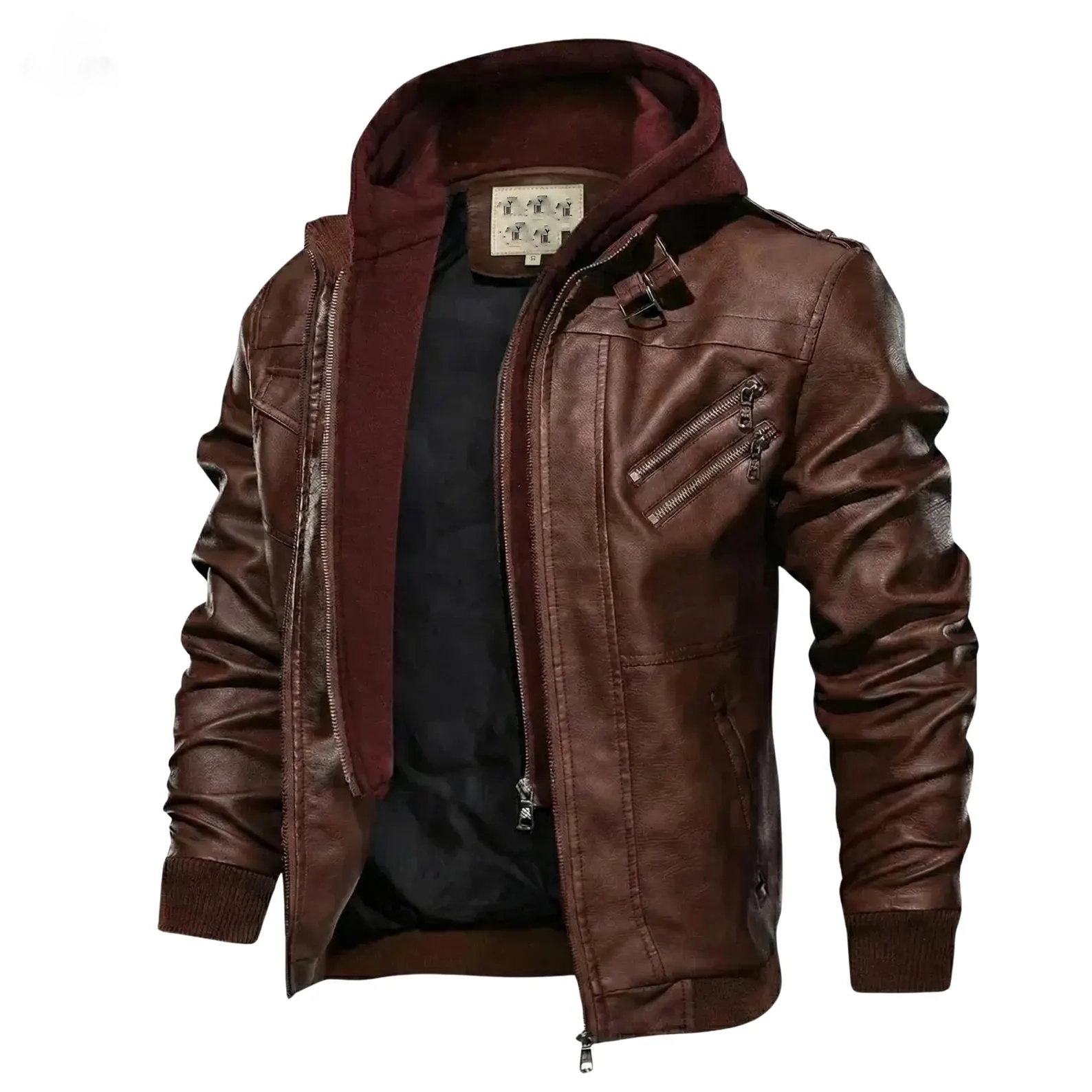 men’s real lambskin hooded leather bomber jacket with removable hood (1) men’s real lambskin hooded leather bomber jacket with removable hood (1)
