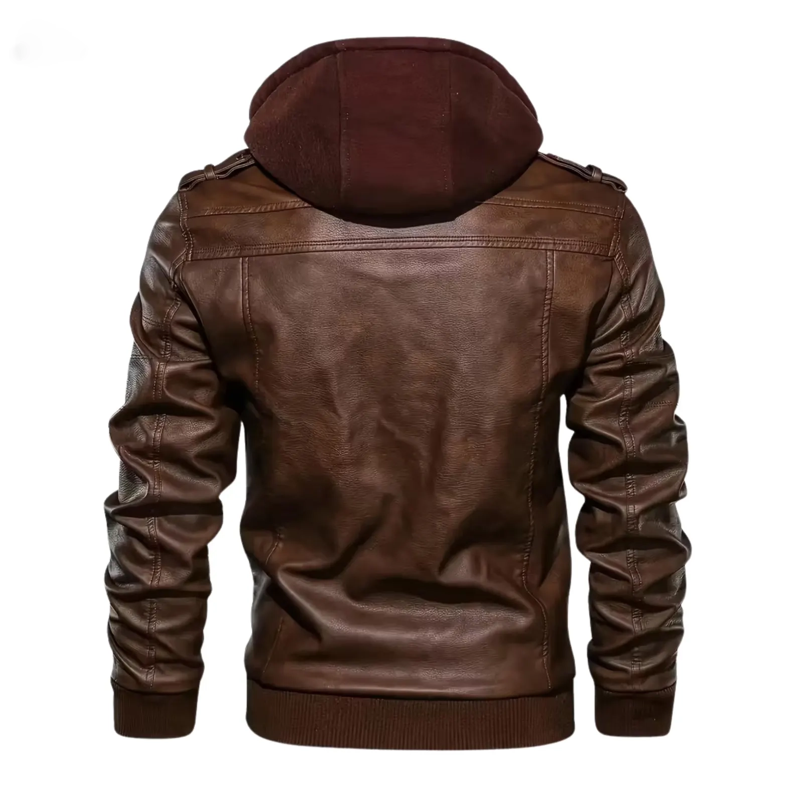 men’s real lambskin hooded leather bomber jacket with removable hood (3) men’s real lambskin hooded leather bomber jacket with removable hood (3)