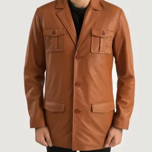 Men's Leather Blazer ray cutler tan brown leather blazer front view buy from jacket hive