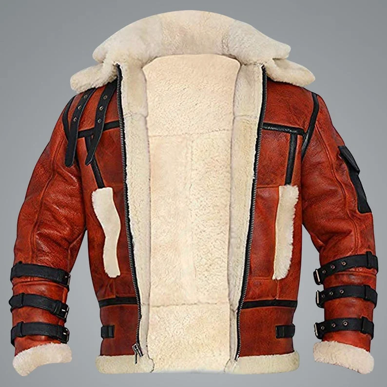 aviator sheepskin raf mens b6 waxed bomber shearling leather jacket opened buy from jacket hive