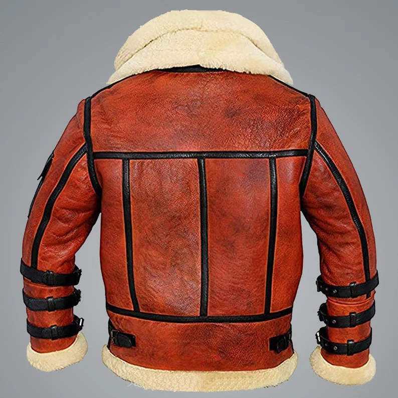 aviator sheepskin raf mens b6 waxed bomber shearling leather jacket side view buy from jacket hive