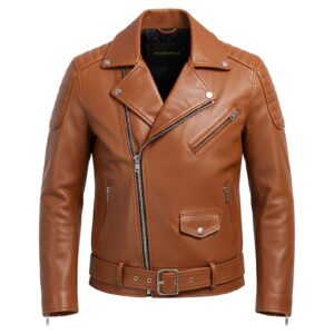 men biker classic motorcycle leather front view