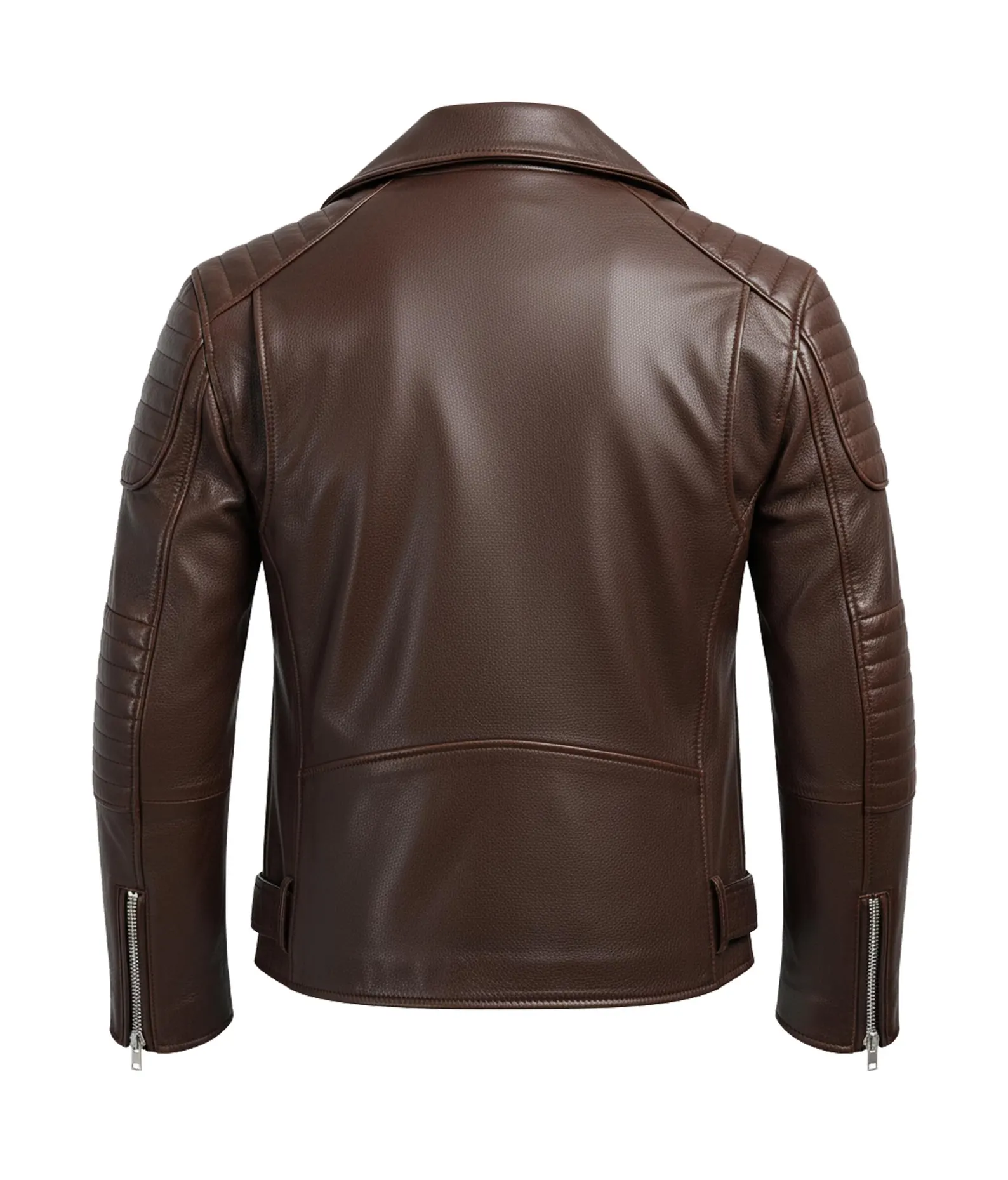 men brown biker style leather jacket back view men brown biker style leather jacket back view