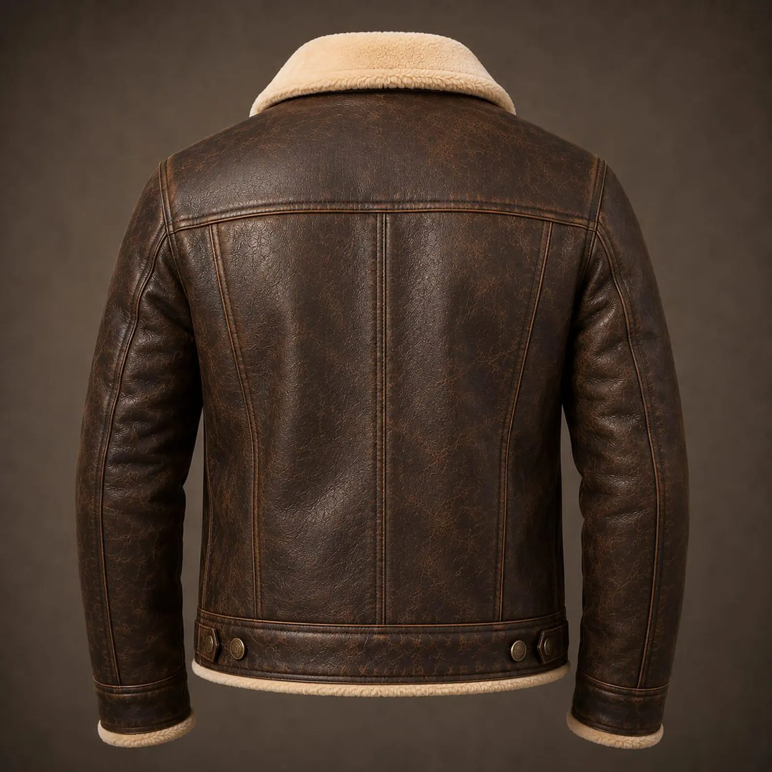 mens distressed shearling leather back view mens distressed shearling leather back view