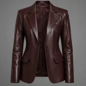 Women's Leather Jackets womens genuine leather blazer jacket front view 2