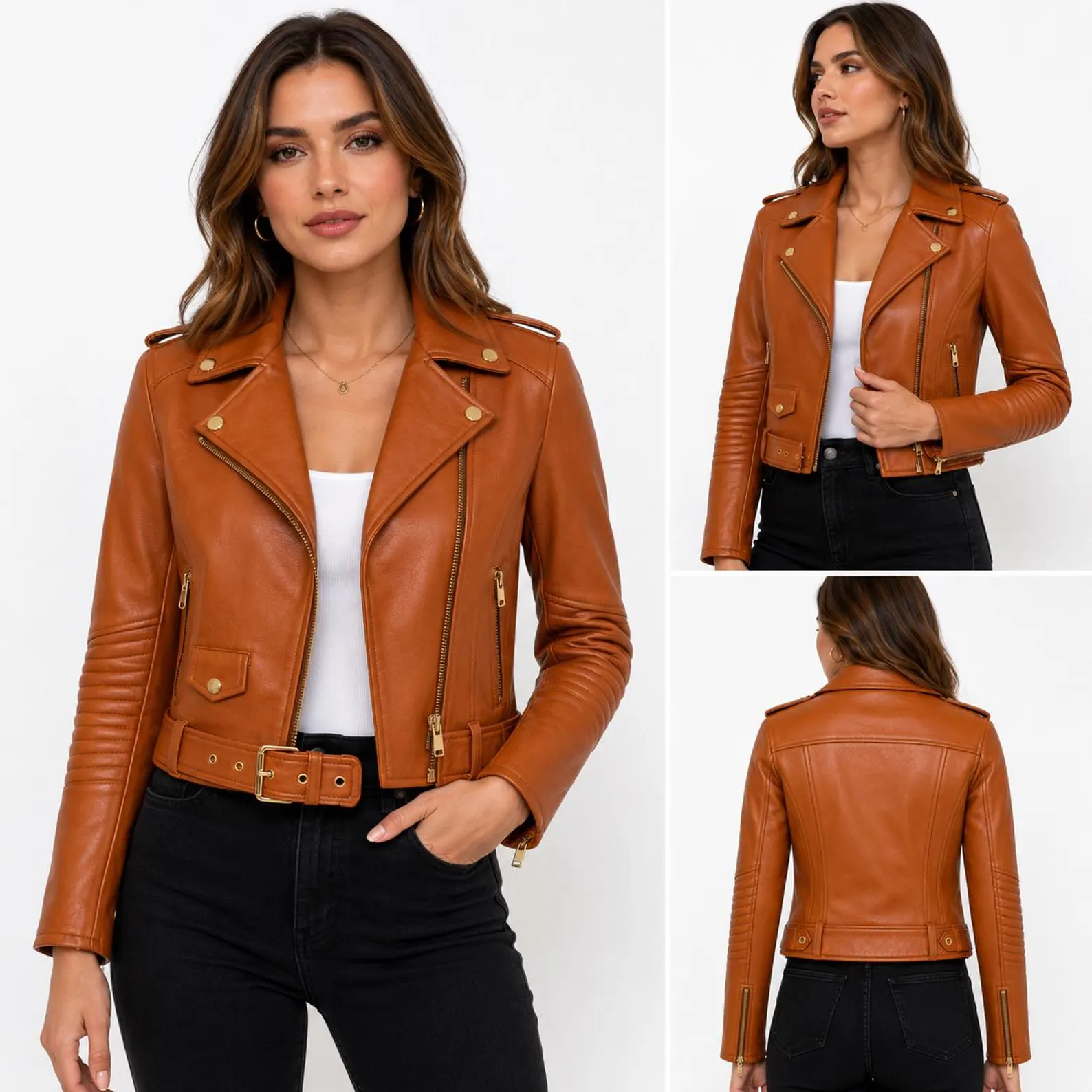 womens genuine leather cropped moto all view womens genuine leather cropped moto all view